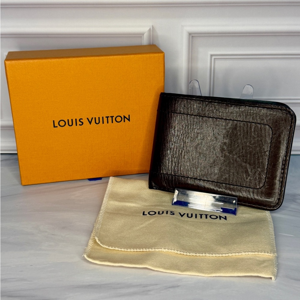 Louis Vuitton Brown Leather Men’s Bifold Wallet | Vintage | Full Set | CA0015